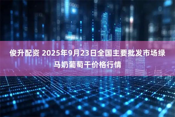 俊升配资 2025年9月23日全国主要批发市场绿马奶葡萄干价格行情